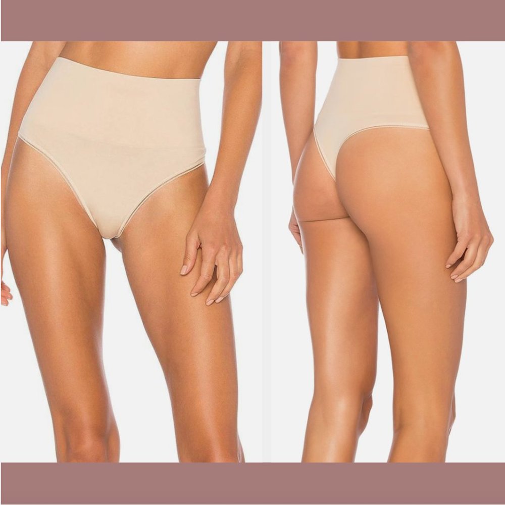 NWT $20 Yummie Seamlessly Shaped nylon Thong‎ in Frappe [ M/L ] #6092